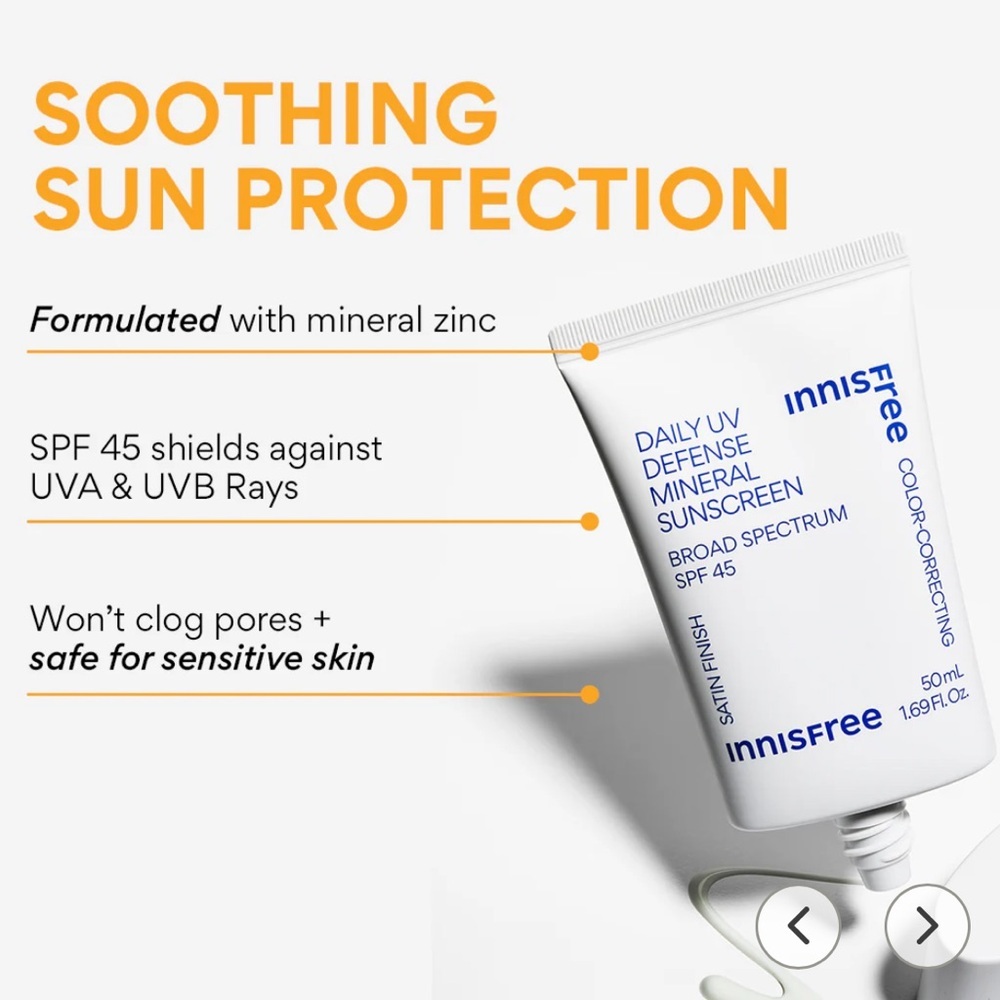 🌿 Innisfree Daily Mineral Sunscreen SPF 45 & Green Tea Seed Hyaluronic Cream Set - Picture 3 of 13